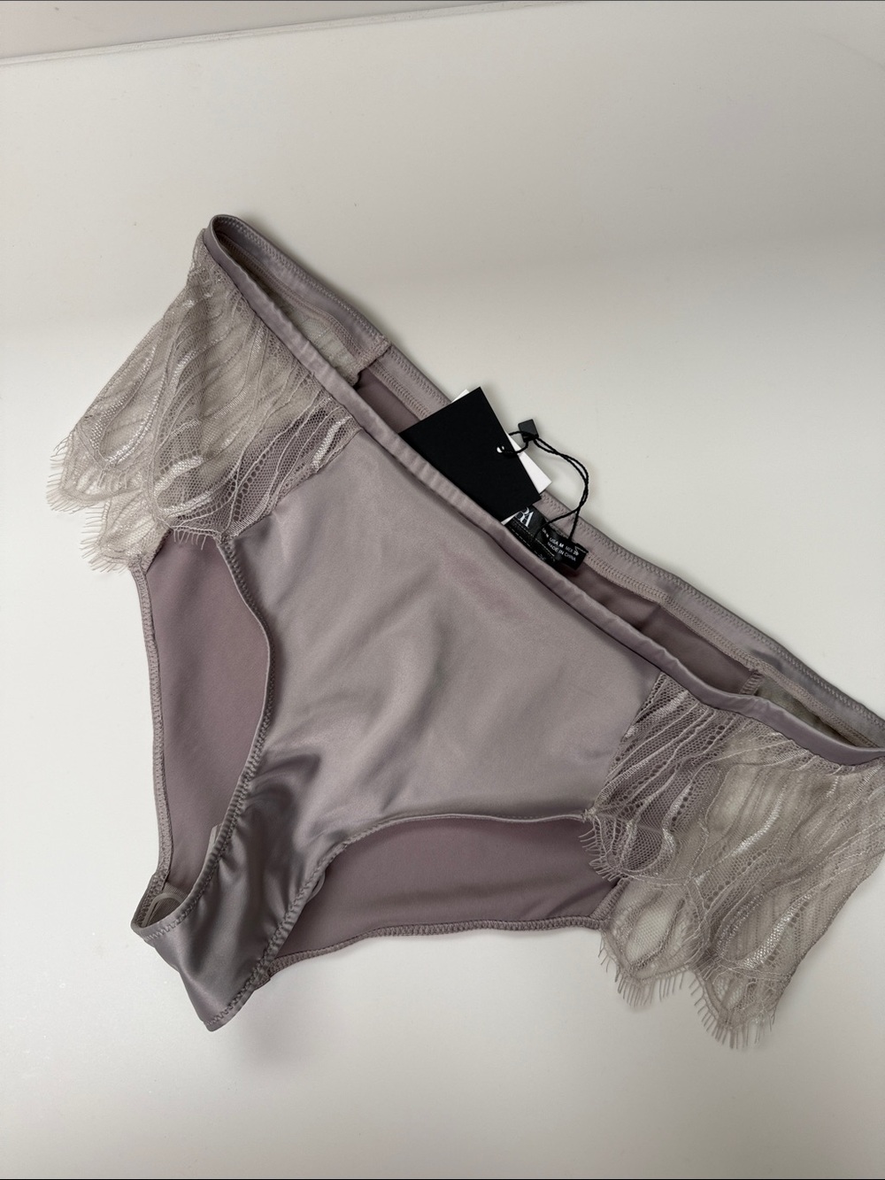 Lace-Trim Hipster Bikini Brief - Dusty Mauve